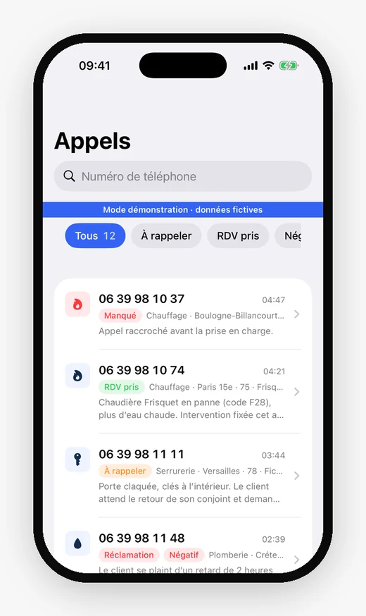 AlloMap iPhone app calls list